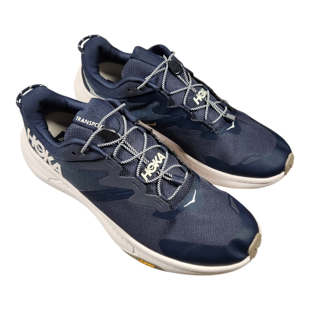 Hoka One One Men's Navy Blue and White Athletic Running Shoes